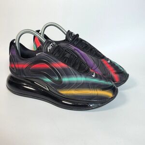 Nike Air Max 720 Sneakers Women's 6 Black Neon Rainbow Athletic Lifestyle Shoes